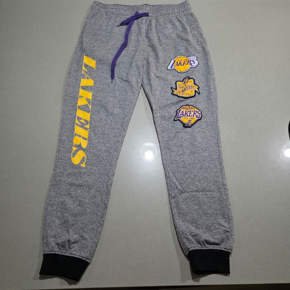 NBA Los Angeles Lakers Heather Gray Joggers Sweatpants Mens Size Medium